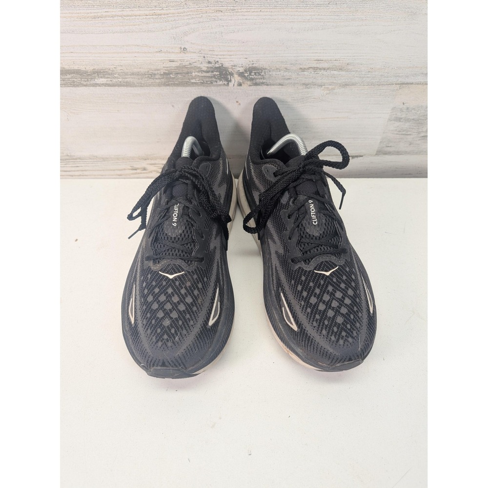 Hoka One One Clifton 9 Shoes Womens Size 11 Black Running Sneakers 1127896 BWHT